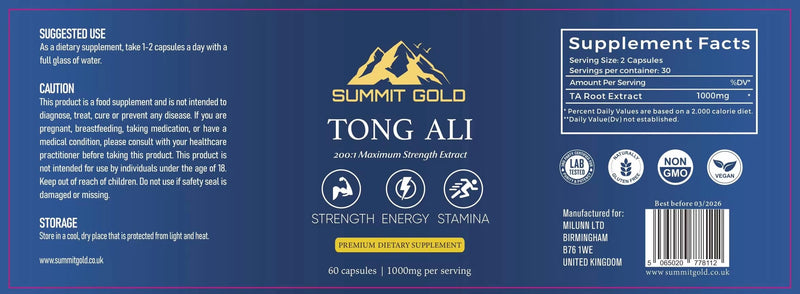 TongAliBoost Premium Supplement High Strength Capsules 1000mg Per Serving | Pure Extract | Maximum Potency | 60 Day Supply | Natural for Men | Energy Supplement, Strength