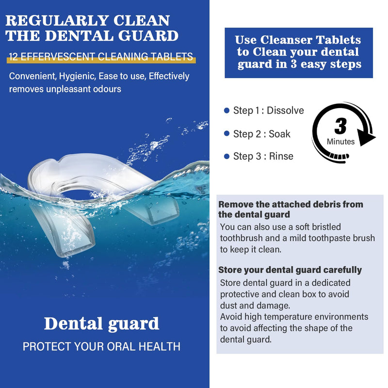 [Australia] - Mouth Guard for Grinding Teeth at Night, Night Guards for Teeth Grinding, Dental Night Guards for Sleep, Comfortable Grinding Guard for Adults with 12 Cleaning Tablets 