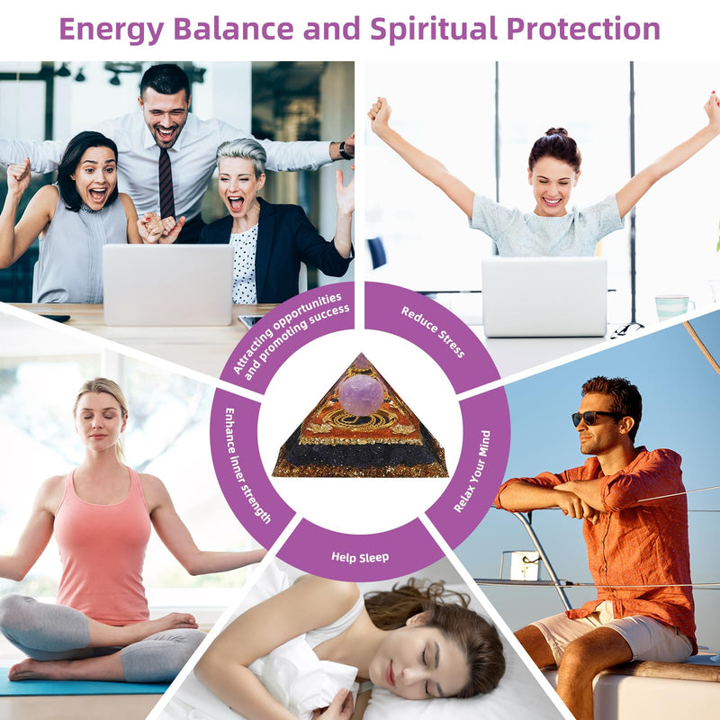 Hopeseed Orgone Crystal Pyramid Orgonite Amethyst&Blue Sandstone Stones Healing Crystals Pyramid for Positive Energ Reduce Stress Chakra Meditation Attracts Lucky and Success Spiritual Gifts