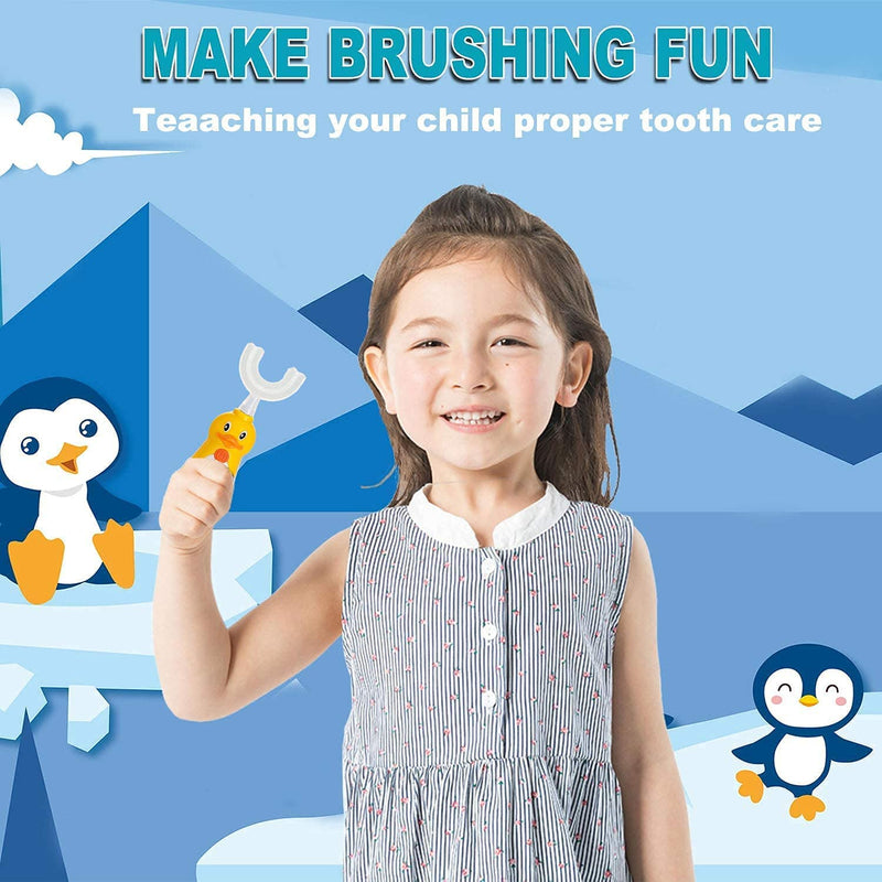 [Australia] - Kids U-Shaped Electric Toothbrush, Automatic Massage Toothbrush with U-Type, Cartoon Modeling Toothbrush with Three Types of Brush Heads,Battery Operated,Small for 2-6 Years,Yellow,1 Pack Yellow (2-6 Years) 