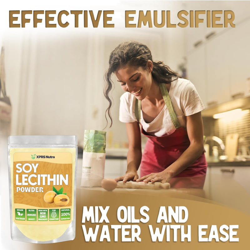[Australia] - XPRS Nutra Soy Lecithin Powder Food Grade Fat Emulsifier - Suitable for Cooking, Baking and More - Vegan Friendly Soy Lecithin Powder Cooking Aid (8 Ounce) 