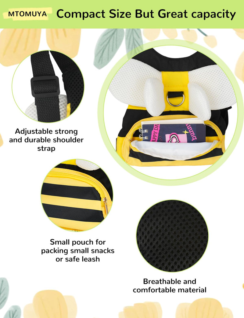 [Australia] - Toddler Harness with Anti Lost Wrist Link - 3-in-1 Baby Safety Leash Backpack, Adjustable Kids Walking Belt with Pocket,Child Locking Wristband for Boys & Girls for Outdoor Travel, Yellow Bee Anti Lost Harness with Pocket 
