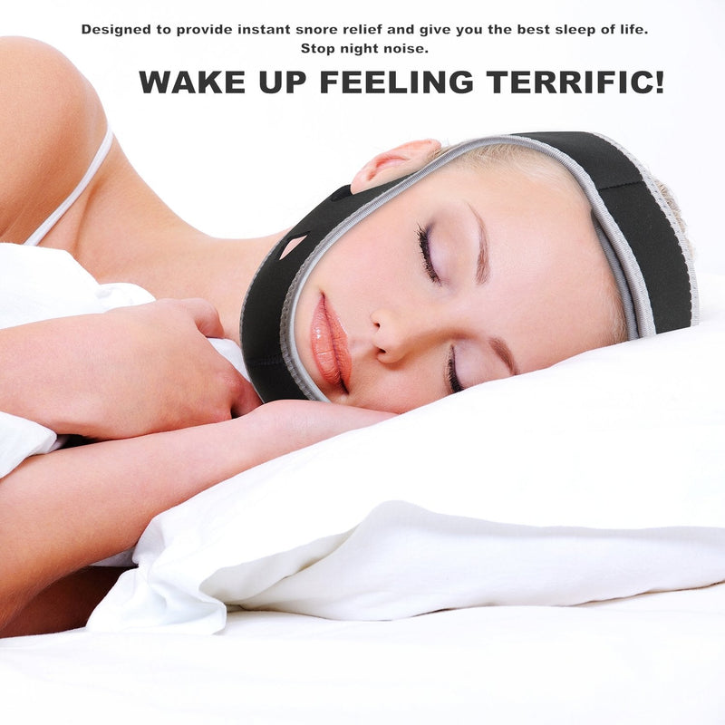 [Australia] - Anti-Snoring CPAP Chin Straps & Jaw Support Belts - Natural Sleep,Instant Relief - Adjustable Velcro - Non-Sliding Off - Comfortable,Breathable Fabric - Stop Snoring CPAP Headband (Grey) 