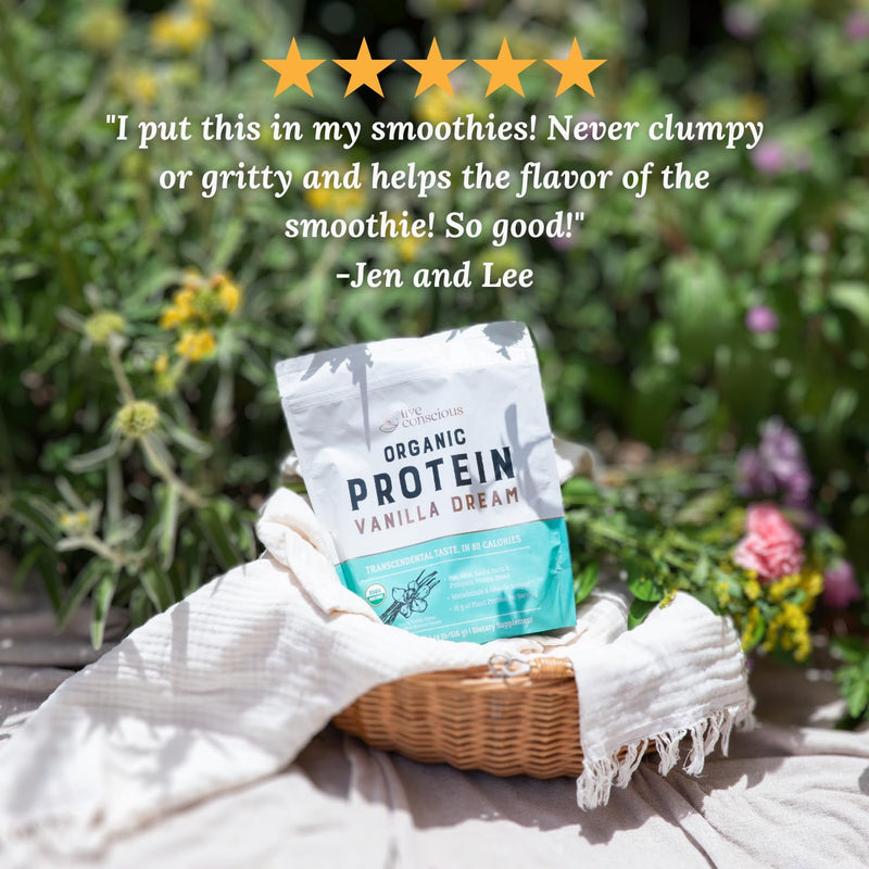 [Australia] - Live Conscious Organic Pea Protein Powder - Vanilla Dream Flavor | Plant-Based Vegan Protein Blend - Pea, Brown Rice, Pumpkin, Sacha Inchi | 20 Servings 18 oz 20 Servings (Pack of 1) 
