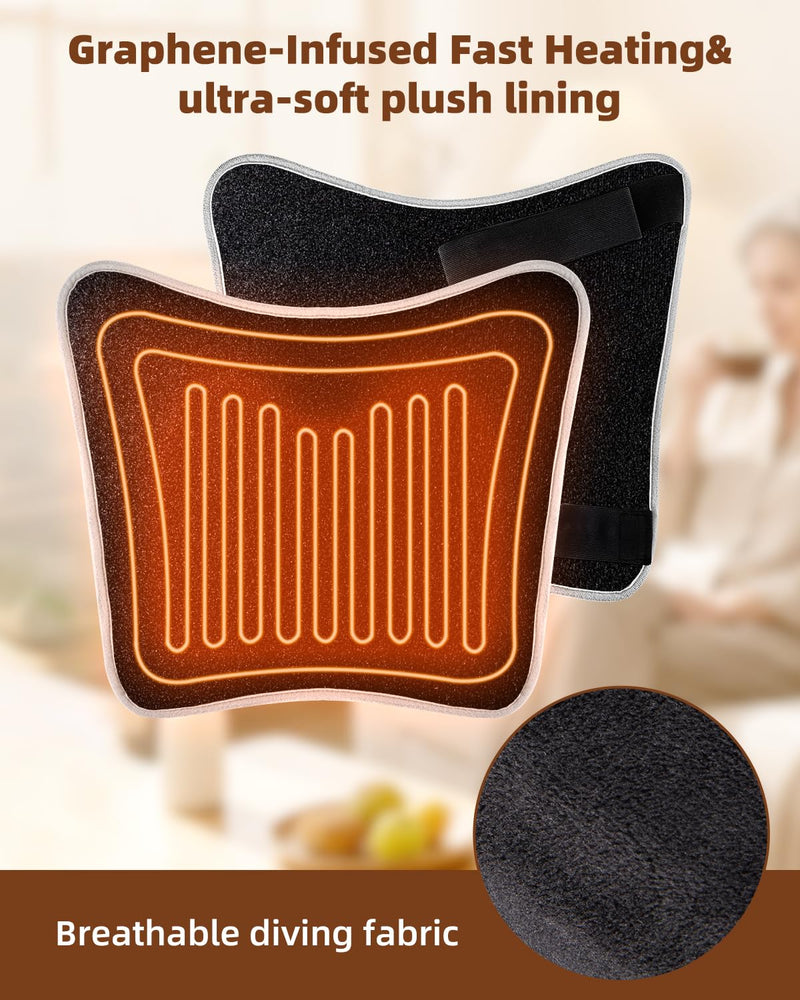 Ultra-Soft Touch Hip Heating Pad for Sciatica Relief, FSA Eligible Items Only, 18.5"×16" Graphene Electric Wrap for Hip Recovery, Physical Therapy for Lower Back Thigh Buttock Black-upgraded