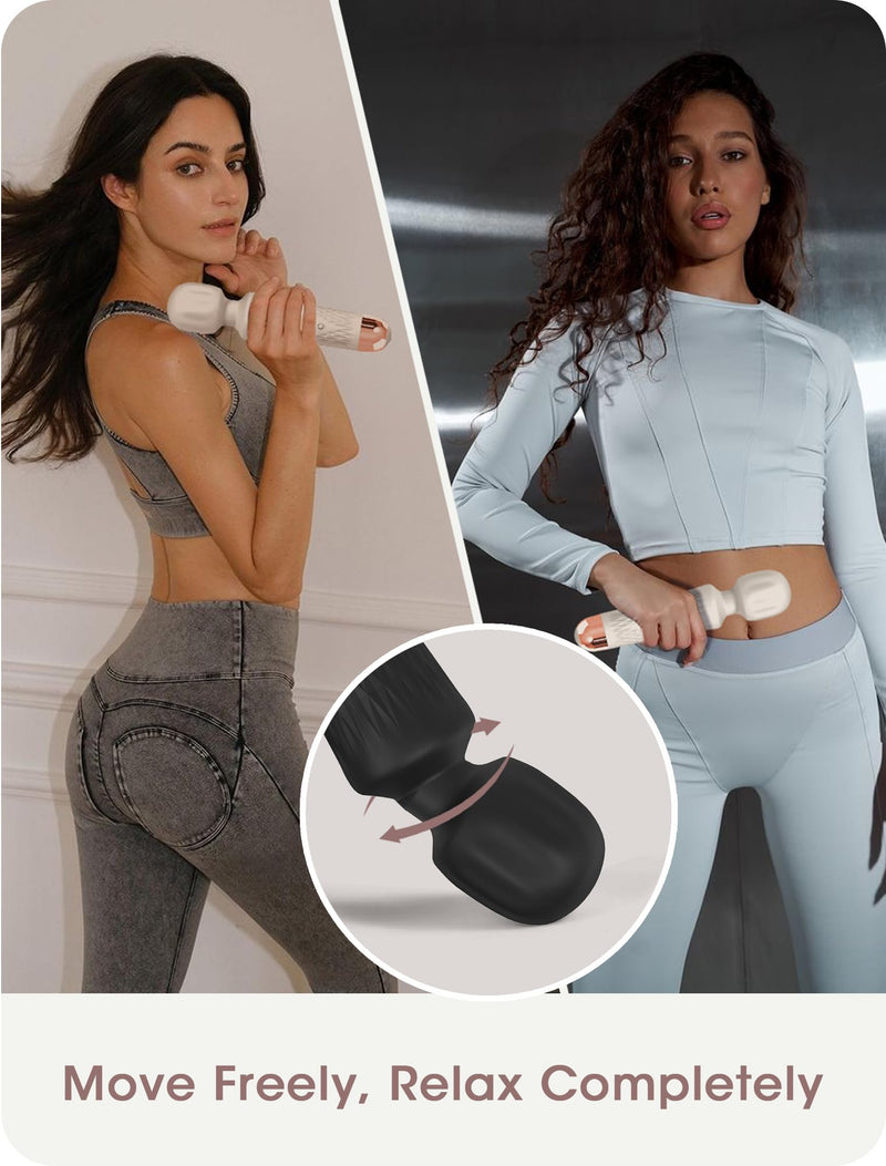 [Australia] - Massage Wand Handheld Cordless Massager - 4 Hour Running Time - Memory Feature, Quiet & Waterproof - 20 Speeds 8 Patterns Relaxation Tool for Neck, Back Pain, Tension Relief & Recovery (Black) Black 
