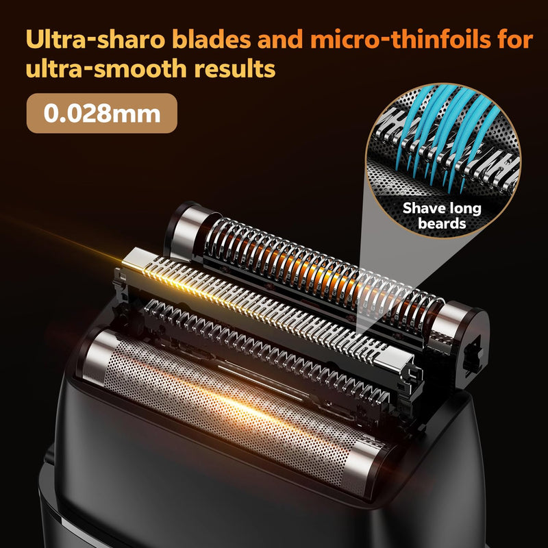 [Australia] - Foil Shavers for Men, Electric Razors for Close Shaving Face with High Speed 3 Floating Blade Heads, USB C Fast Rechargeable Foil Shaver IPX7 Waterproof Wet Dry Travel Locked/Led Display 