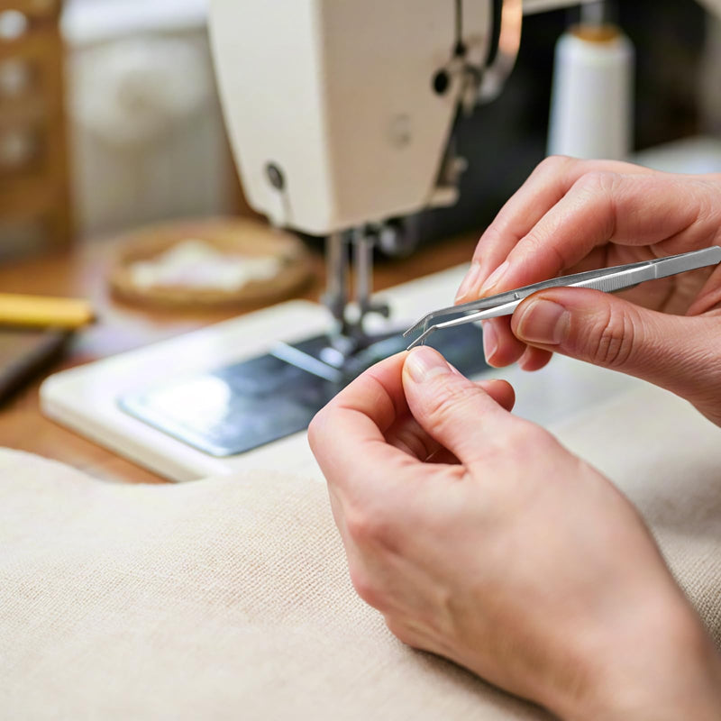 12 Pcs Stainless Steel Tweezers Multipurpose Sewing Machine Forceps Bulk with Curved Serrated Tip for Crafting (Silver)