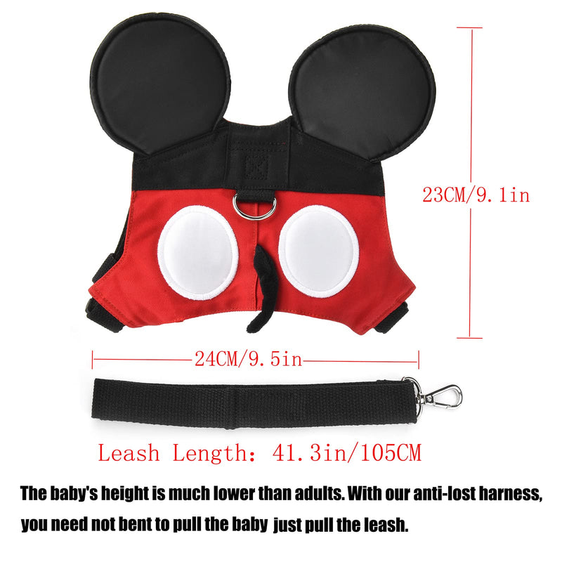 [Australia] - Toddler Leash & Harness, Child Anti Lost Leash Baby Cute Safety Harness Belt Strap Hold Kids Close While Walking For Boys and Girls(Red) 
