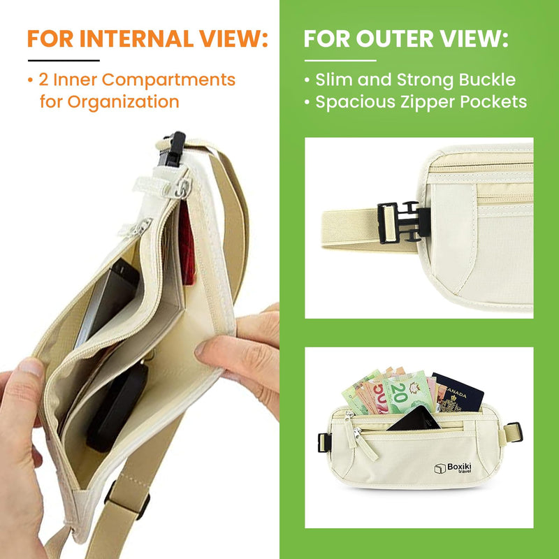 Ultimate RFID Travel Security Bundle - Hidden Money Belt and RFID Blocking Money Belt for Men and Women - Secure Waist Bags for Passport, Cash, and Personal Items.