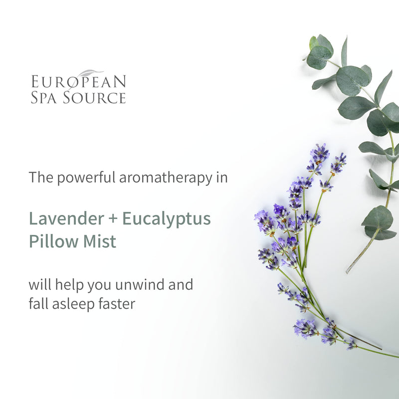 Sleep Well Eucalyptus + Lavender Pillow Mist Spray for Aromatherapy, At Home Spa Experience, Tension Relief, Sleep Support, and Relaxation, 4 fl oz.