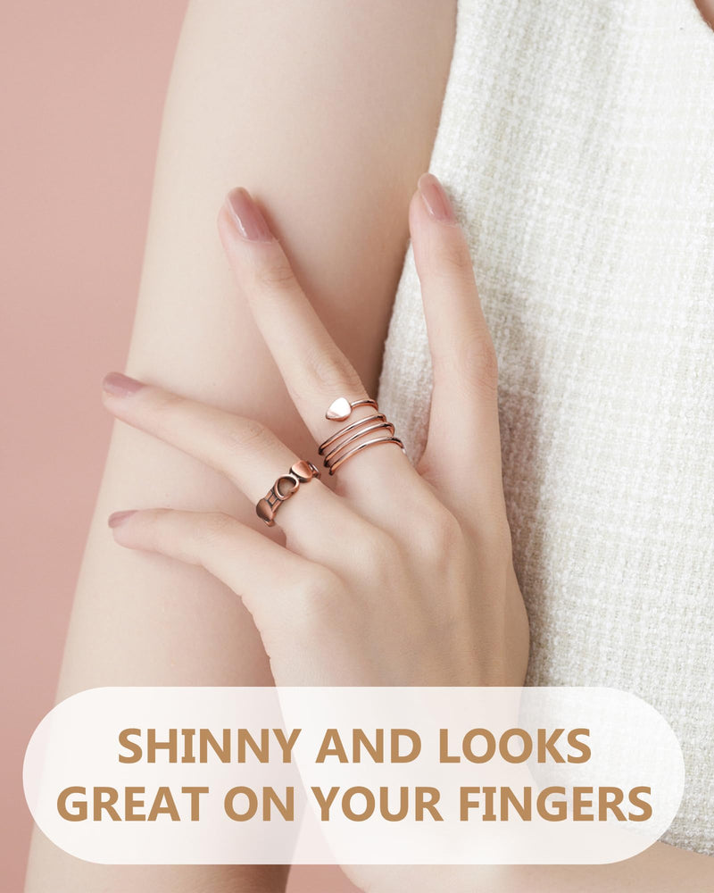 [Australia] - Feraco 2PCS Copper Rings for Women,99.99% Pure Copper Magnetic Thumb Ring with Magnet,Lymphatic Jewelry Gifts for Womens W-copper 