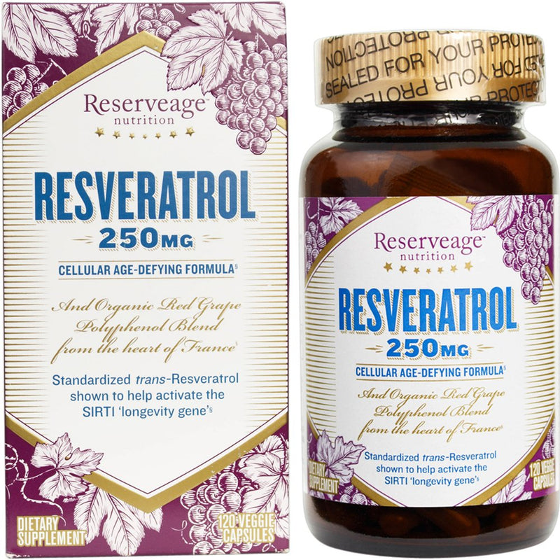 [Australia] - Reserveage Beauty, Resveratrol 250 mg, Antioxidant Supplement for Heart and Cellular Health, Supports Healthy Aging and Immune System, Paleo, Keto, 120 Capsules 120 Count (Pack of 1) 