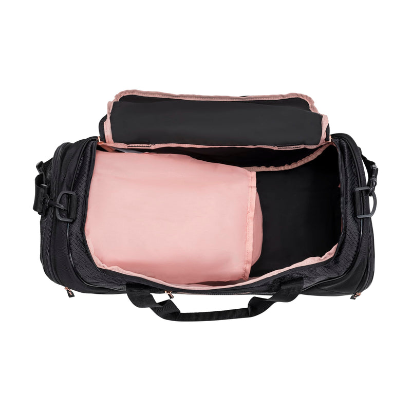 PUMA womens Candidate Duffel Bag with Removable Strap & Shoe Pocket Black/Rose Gold One Size