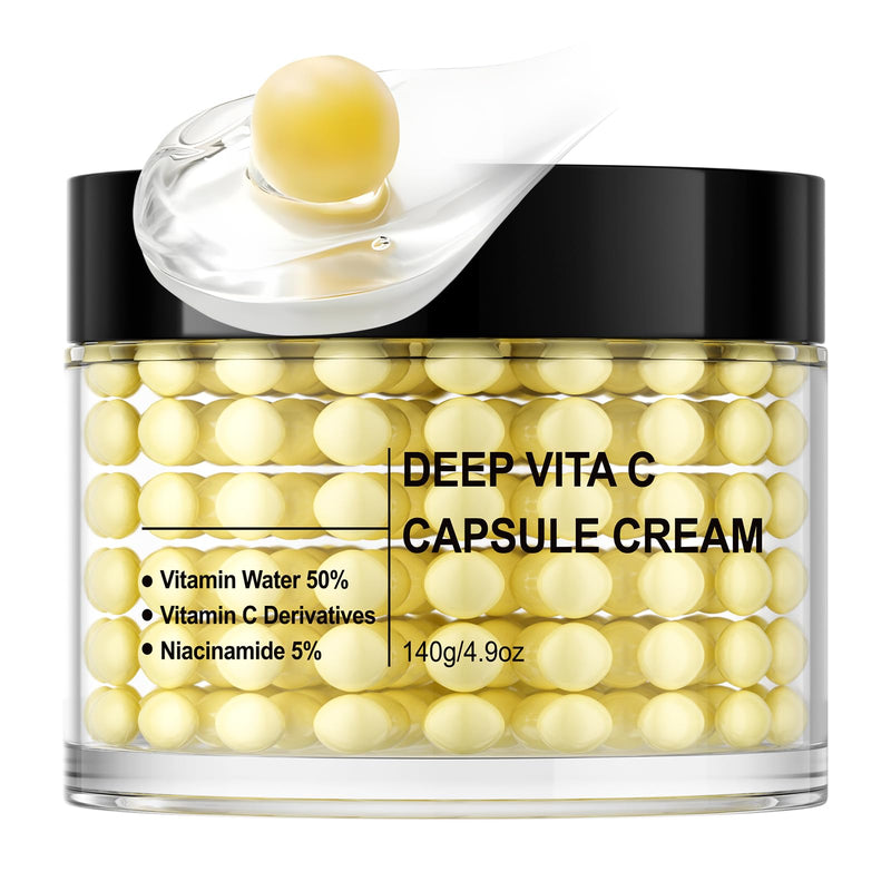Deep Vitamin C Capsule Face Cream,Moisturizer Capsule Facial Cream,Hydrating Night Face Cream Skincare 4.9 OZ Vitamin C Capsule Cream