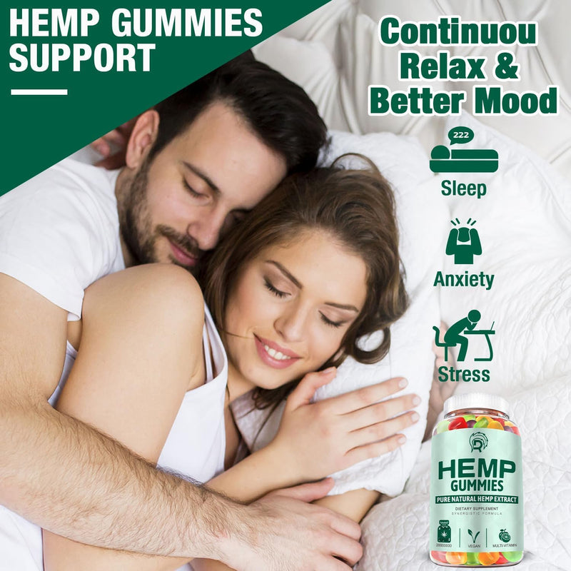 Hemp Gummies (3 Pack) for Sleep, Pain, Anxiety - High Potency Extra Strength Hemp Oil Gummies - Low Sugar Organic Bear Edible Candy Hеmp Supplement Gummy