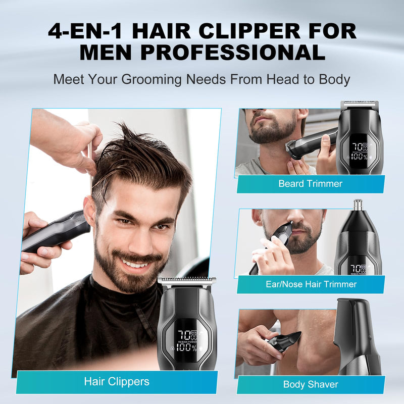[Australia] - Beard Trimmer for Men - 14 Piece Professional Mens Grooming Kits, Multi Beard Kit for Beard face Nose Ear Hair Trimmer Hair Clippers IPX7 Wet & Dry Use 210 Mins Mustache Trimmers Men Gifts (Black) Black 