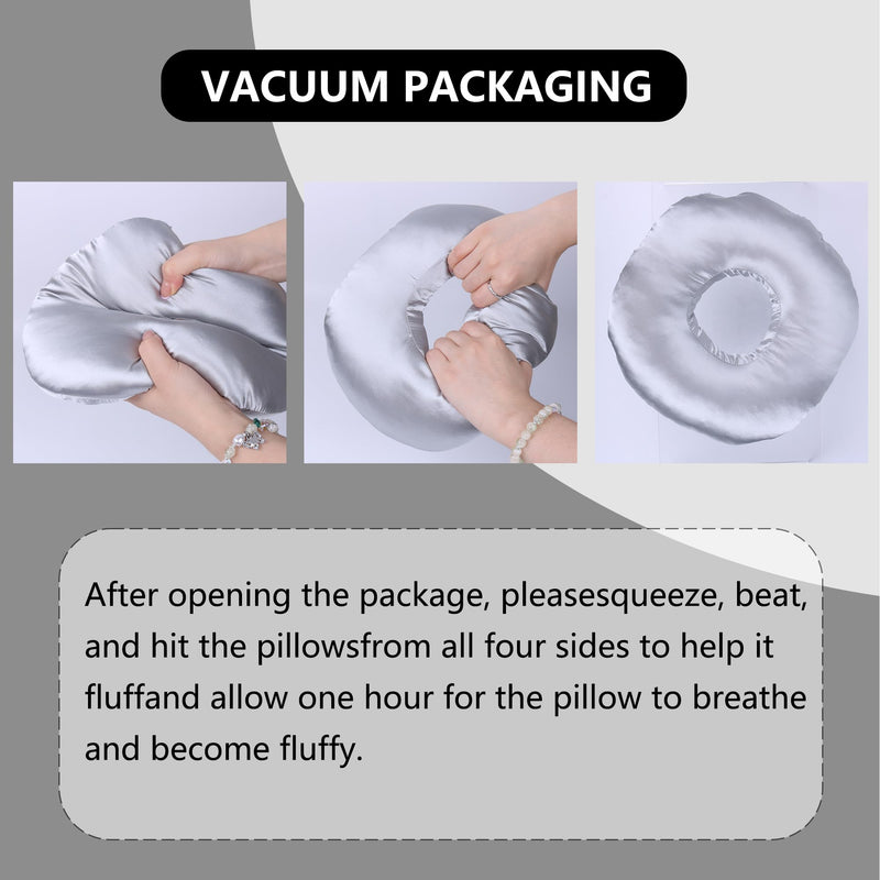 [Australia] - Donut Ear Piercing Pillow for Side Sleepers – Pain Relief, Earring Comfort, CNH Pillow with Ear Hole – Ideal for Side Sleeping with Pierced Ears (Gray) Gray 