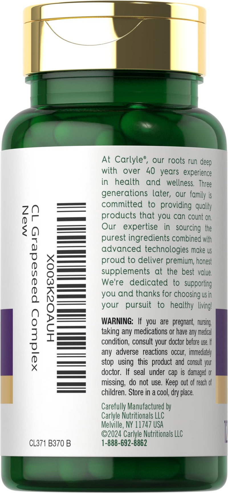 [Australia] - Carlyle Grape Seed Extract 4,000mg | 120 Quick Release Capsules | Standardized Extract Complex with Polyphenols | Non-GMO, Gluten Free Supplement 