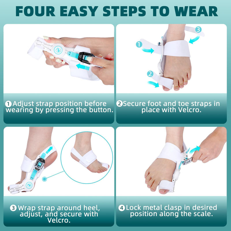 Upgraded Bunion Corrector for Women & Men, Orthopedic Bunions Correction with Non Slip Big Toe Straighteners, Adjustable Bunion Splint Suitable for Day/Night Feet Bunion Relief (2PCS)
