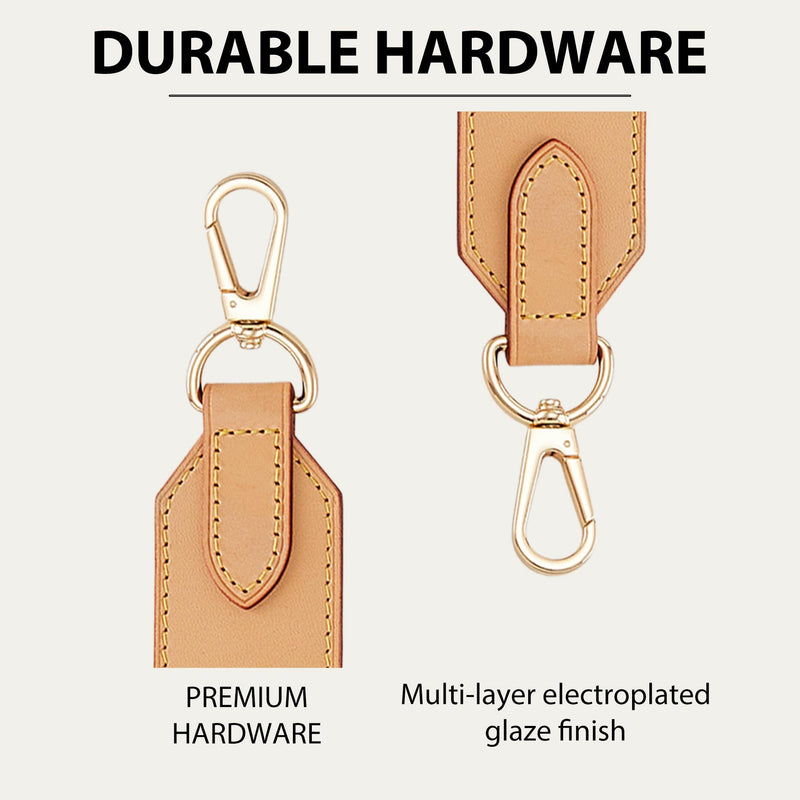 Vachetta Leather Purse Strap for Lv Neverfull Graceful Noe, Apricot | 25.6 Inch Fixed Length Replacement Straps, Wide Shoulder Strap, With Spring Rings, 1.5'' Width, Easy Install, Genuine Cowhide 1.5'' Width/25.6'' Long