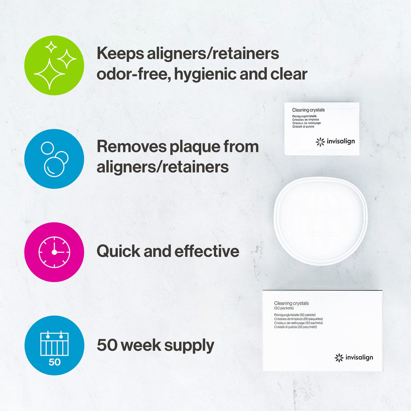 [Australia] - INVISALIGN Cleaning Crystals for Clear Aligners and Retainers with Tub, (50 Packets) 