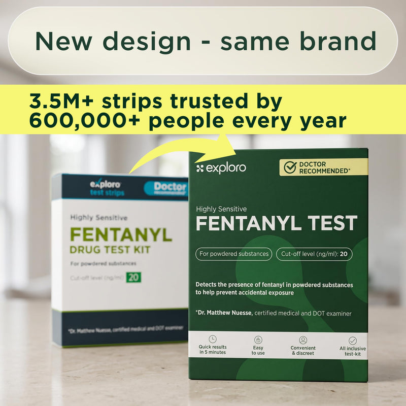 Fentanyl Test Kit for Powder and Pills, 20 ng/mL Strips, 10 Pack | Harm Reduction Made Simple, Measuring Spoon and Pipette Included, Individually Sealed, Clear Results in Minutes at Home 10 Count (Pack of 1)