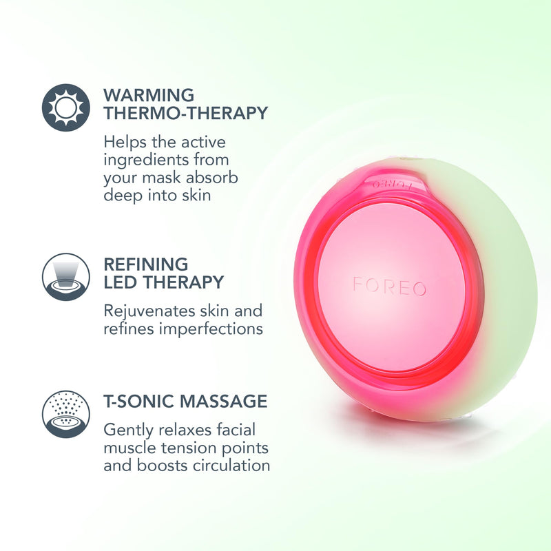 FOREO UFO 3 go Travel-friendly Face Mask Skincare Device - Face Moisturiser - Anti-Aging - Red Light - Warming - Facial Massage - Compact - App-connected - Pistachio Pistchaio