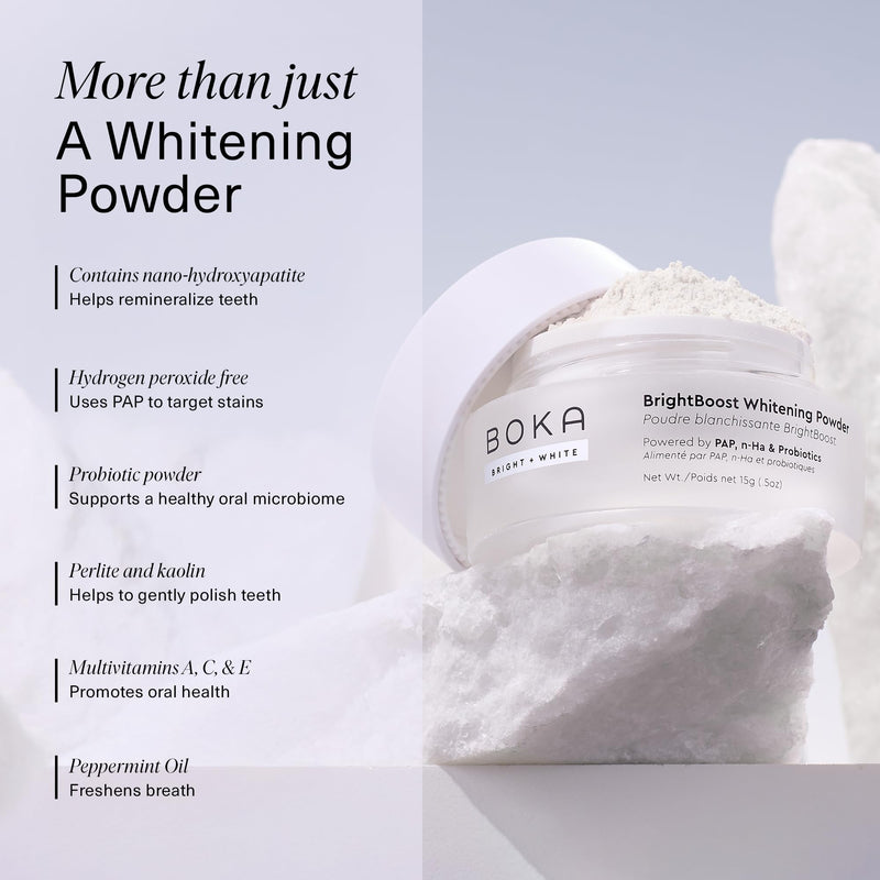 [Australia] - Boka Teeth Whitening Powder - Nano Hydroxyapatite, Appropriate for Sensitive Teeth, Whitening -Toothpaste Alternative with Essential Oils, Has Probiotics, Multivitamins & Aloe 