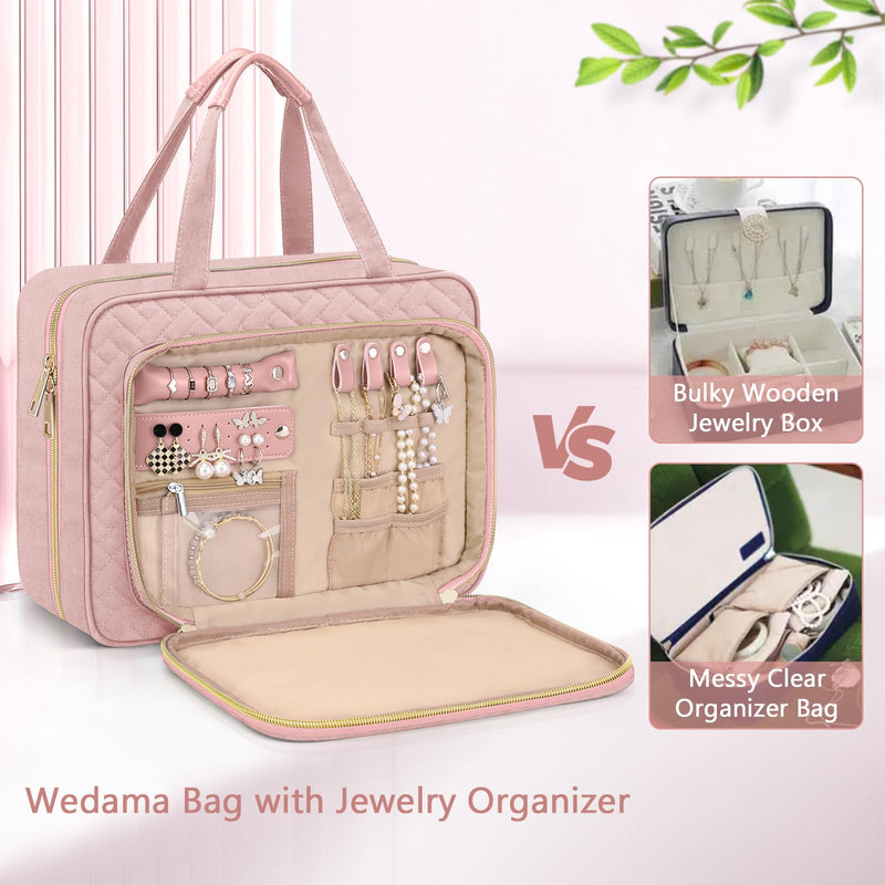 TSA Approved Toiletry Bag + Hanging Travel Toiletry Bag with Jewelry Organizer Compartment Large Makeup Bag for Travel Business Trips Camping Bathroom