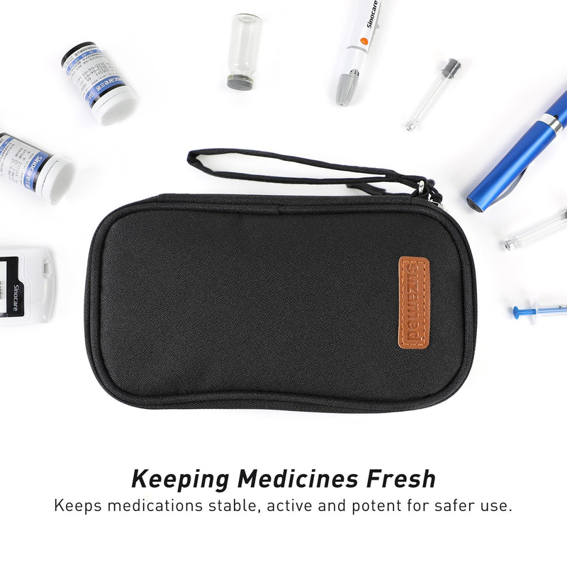 [Australia] - Insulin Cooler Travel Case, Double Layer Medicine Kit Diabetes Travel Case, Portable Medicine Organizer with 2Pack 150g Ice Pack TSA Approved for Insulin Pens Diabetic Supplies (Black) Black 