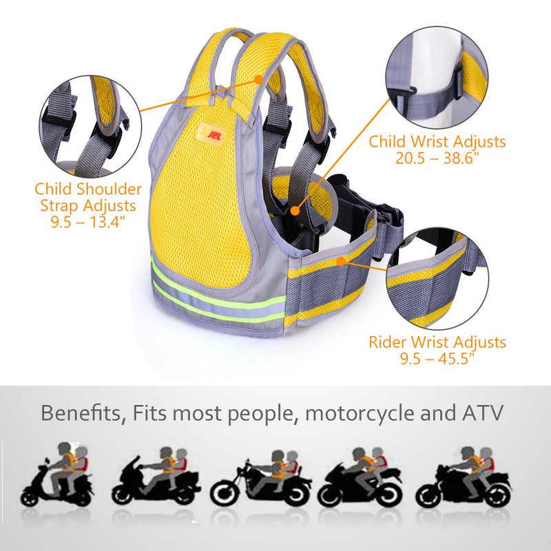 [Australia] - Jolik Child Motorcycle Safety Harness with 4 – in – 1 Buckle Breathable Material in Yellow 
