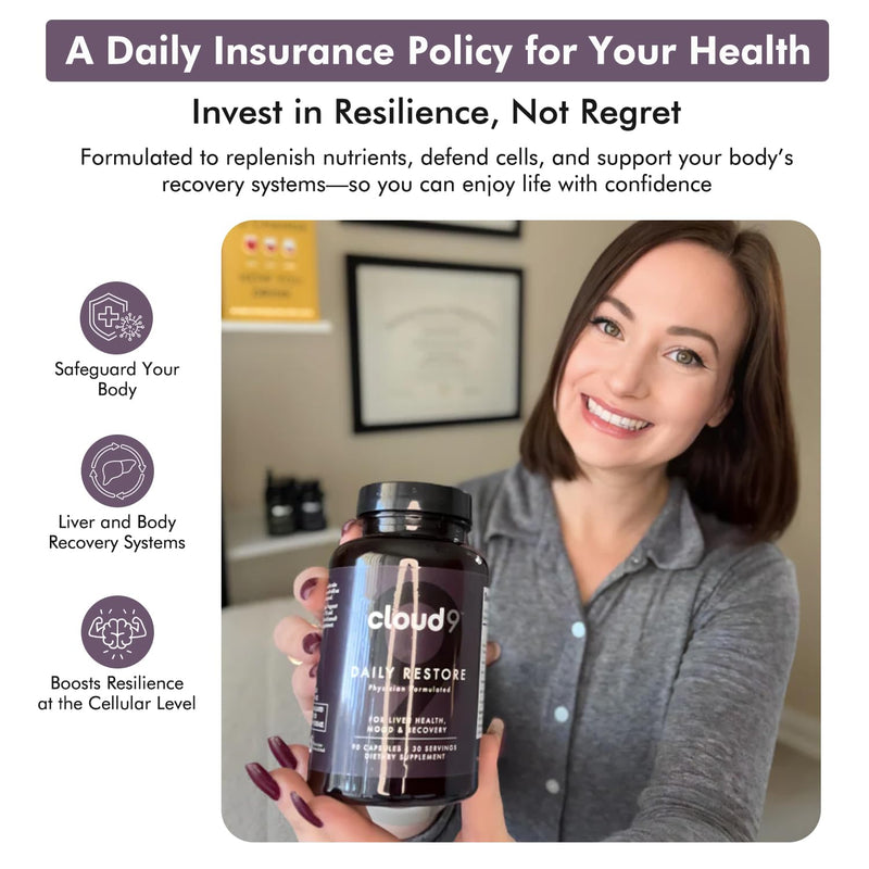 [Australia] - Cloud9 Daily Restore ‚Äì Liver Detox & Recovery Supplement with Milk Thistle, NAC & B-Vitamins ‚Äì Energy, Focus & Nutrient Support After Drinking ‚Äì 90 Capsules ‚Äì Made in USA 