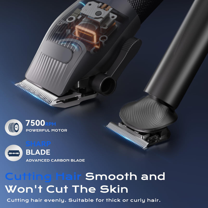 [Australia] - Hair Clippers for Men, Professional Cordless Hair Cutting and Trimmers Set with 7500RPM Powerful Motor & LCD Display, Mutil Function Mens Electric Hair Grooming Shaver Kit for Nose, Face, Body, Beard Black 