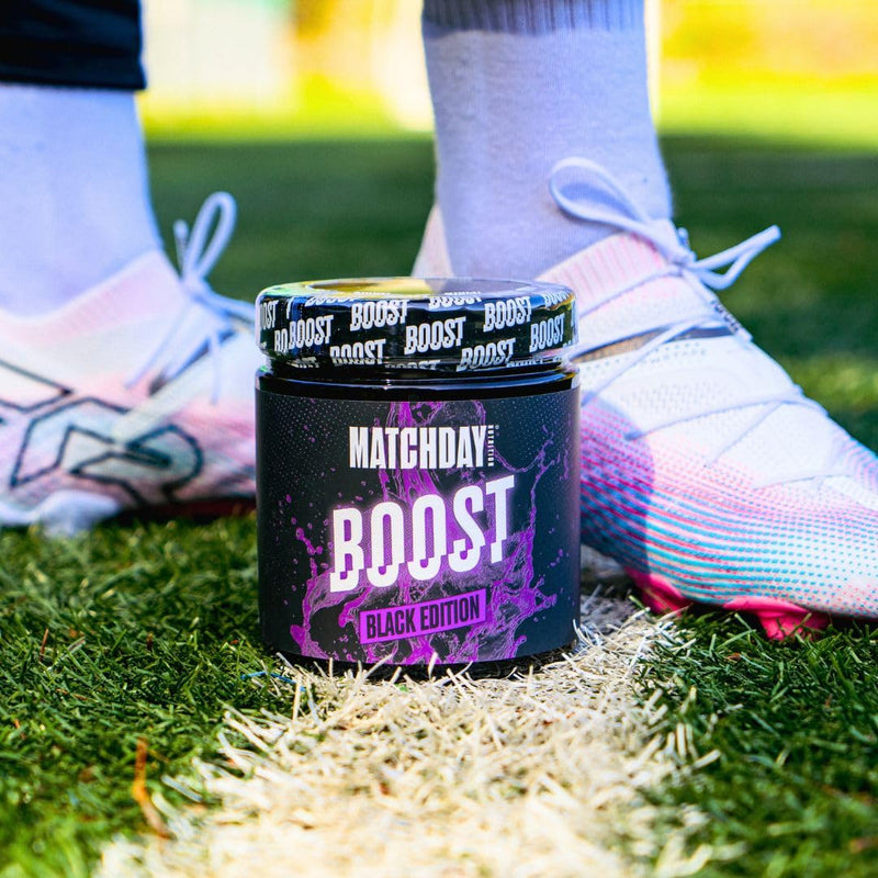[Australia] - Matchday BOOST Energy I 400 g pre-workout booster: 200 mg caffeine, beta-alanine, creatine - top concentration and performance I isomaltulose for stable blood sugar levels (Black Edition) Black Edition 