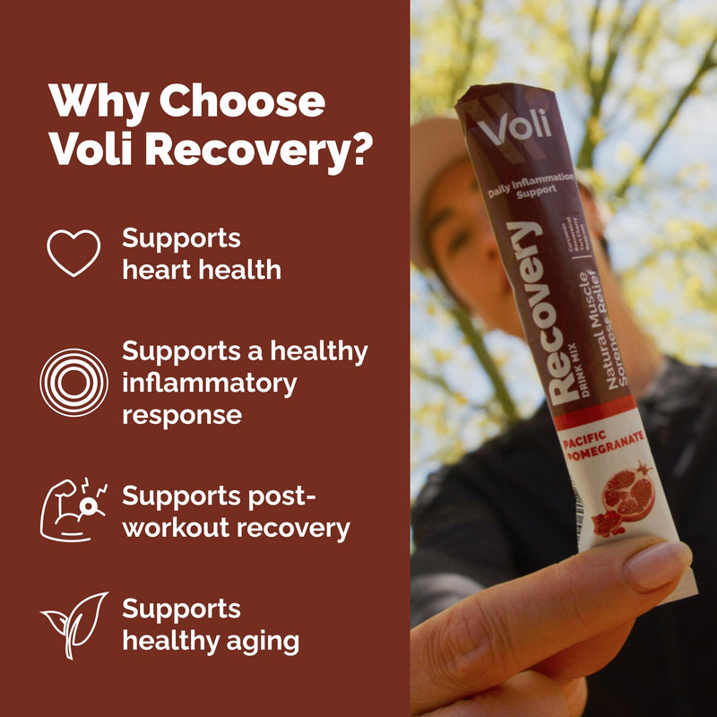 [Australia] - Voli Recovery - Post Workout Superfood Powder | Plant-Based Drink Mix Packets with Curcumin, Ginger & Vitamin C for Muscle Recovery & Immune Support, Inflammation & Leg Cramps Support, Vegan, 15 Count 