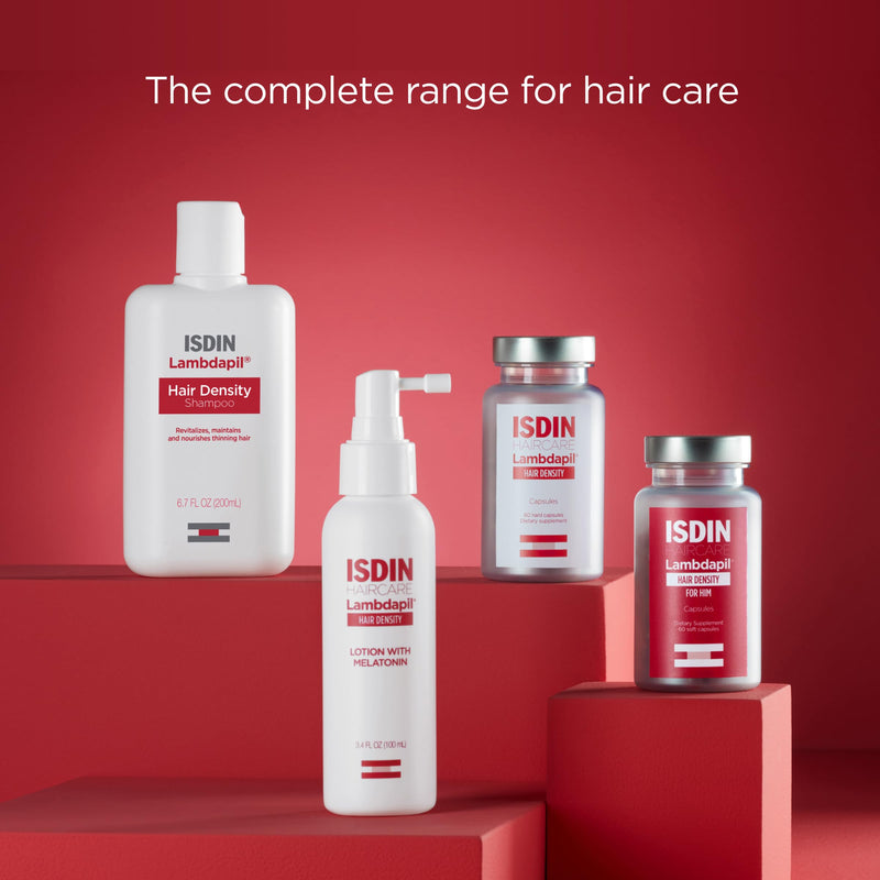 ISDIN Lambdapil Volumizing Density Shampoo for Thinning Hair, 6.7 fl oz | Revitalizes & Nourishes, Boosts Volume, Promotes Thicker-Looking Hair, D-Biotin, Dermatologist Recommended
