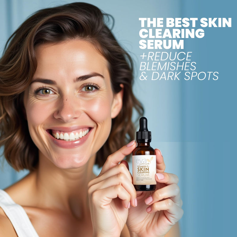 Eva Naturals Vitamin C Serum, Retinol, Salicylic Acid & Niacinamide, Acne | Hyaluronic acid, msm, dark spots, blemishes, spot treatment, skin clearing, anti-aging 1 Fl Oz (Pack of 1)