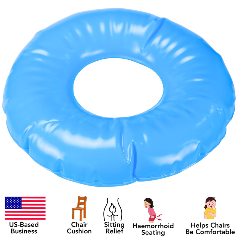 Iconikal Latex-Free Inflatable Ring Cushion Donut Pillow, 14-Inch Diameter, Blue