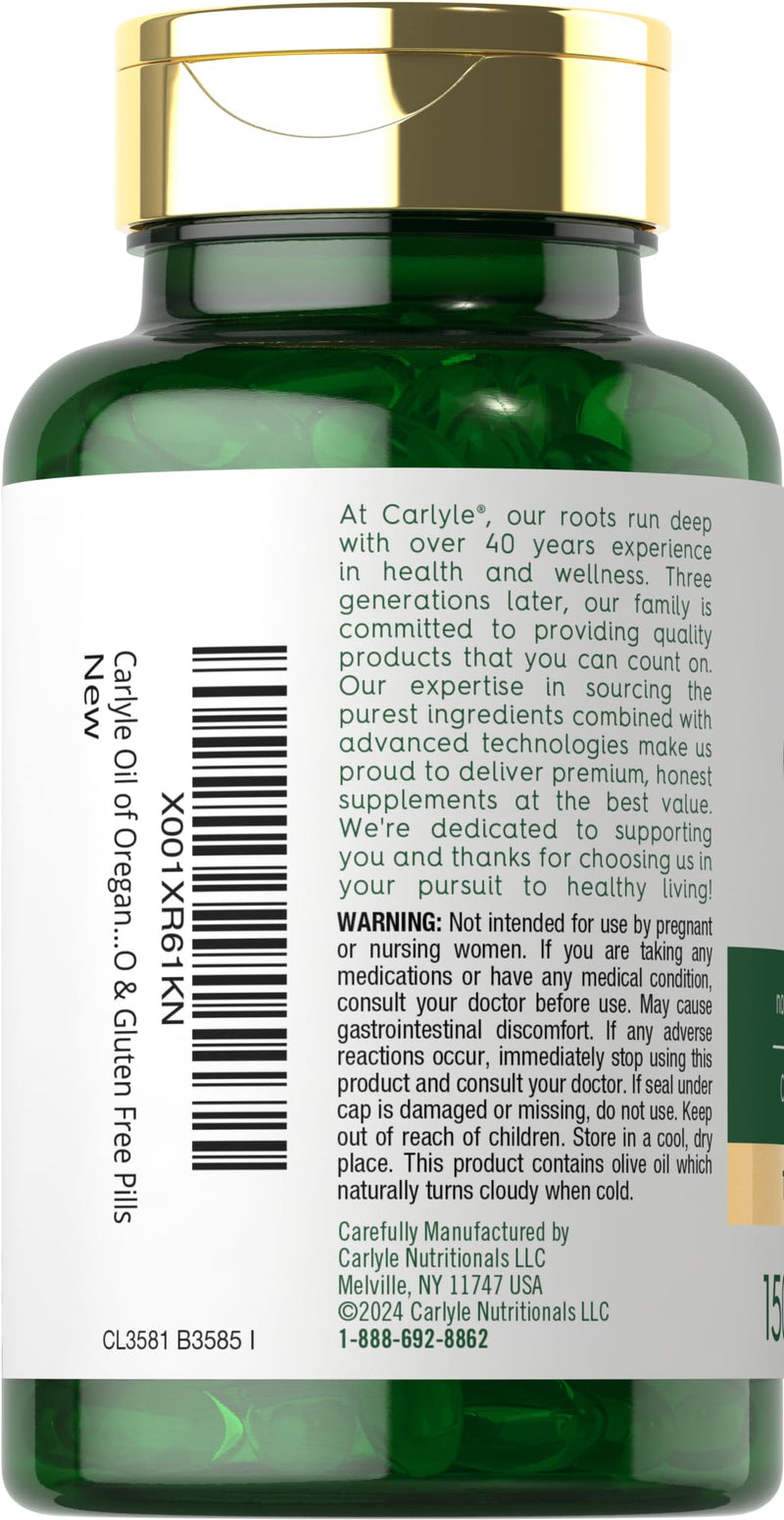 [Australia] - Carlyle Oregano Oil 4000mg Supplement | 150 Softgel Capsules | Contains Carvacrol | Non-GMO & Gluten Free Formula 150 Count (Pack of 1) 