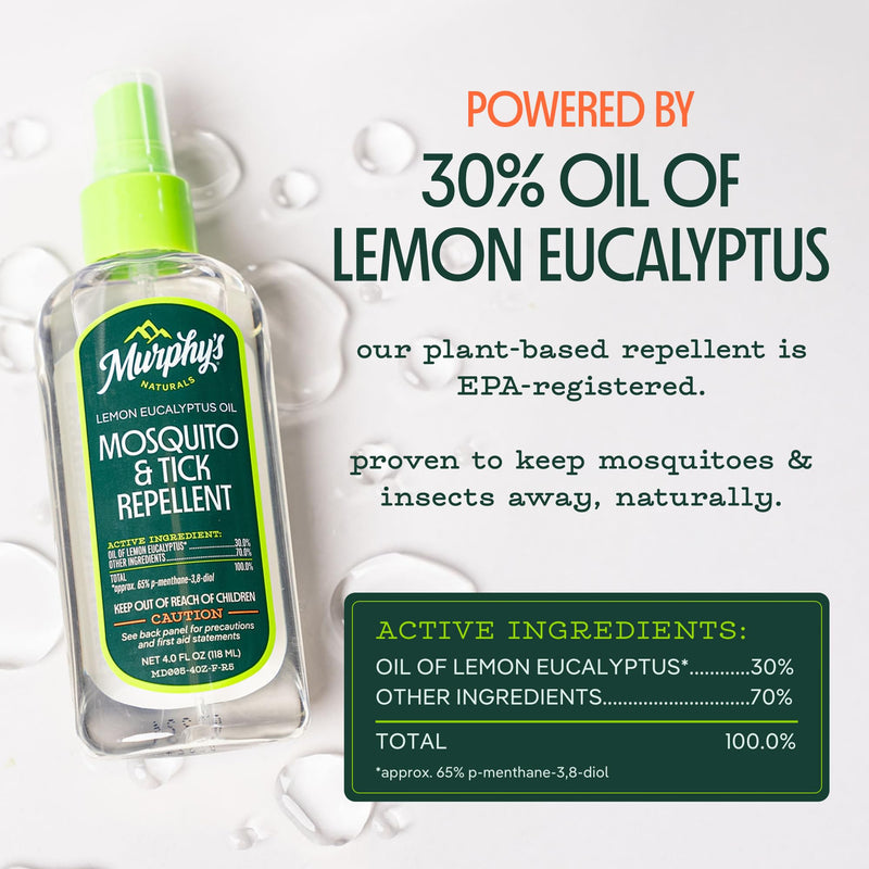 [Australia] - Murphy's Naturals Mosquito & Tick Bug Repellent Spray, Oil of Lemon Eucalyptus for Skin + Outdoor Gear, DEET-Free, 4 Ounce Pump, 2-Pack 2 Fl Oz (Pack of 2) 