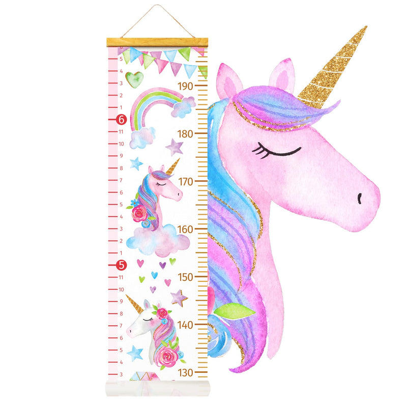 [Australia] - HomeEvolution Kids Growth Chart Height Measuring Chart, Classical Canvas Wall Hanging Rulers for Baby Children Girls Bedroom Decor (Unicorn) Unicorn 