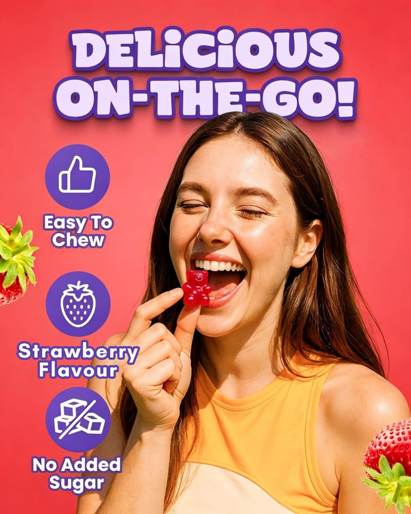 Multivitamin Gummies for Women & Men - 13 Ingredients -60 Gummies - 1 Months Supply - Natural Strawberry Flavour - Vitamins & Minerals Like VIT C, D3, B6, B7, B12 & Zinc -for Adult