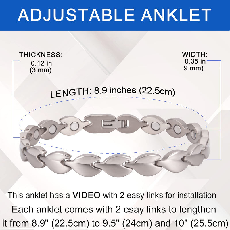 [Australia] - MagVIVACE Magnetic Anklet for Women for Arthritis, Titanium Stainless Steel Ankle Bracelet, 3500 Gauss Magnet, Mother's Day Gift (Stainless Steel Material) 