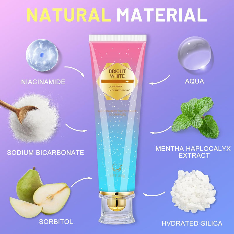 [Australia] - Niacinamide Whitening Toothpaste, Kimralur Triple Whitening Intensive Niacinamides Toothpastes, Fluoride-Free Formula is Suitable for Sensitive Teeth (2) 2 