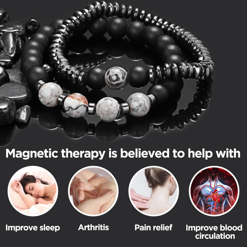 [Australia] - Gifts for Women, Gifts for Women, Magnetic Bracelet Arthritis Energy Healthy Jewelry Therapy for Sleep, Hematite Bracelet, Crystal Jewelry Bring Luck, Prosperity and Happiness 