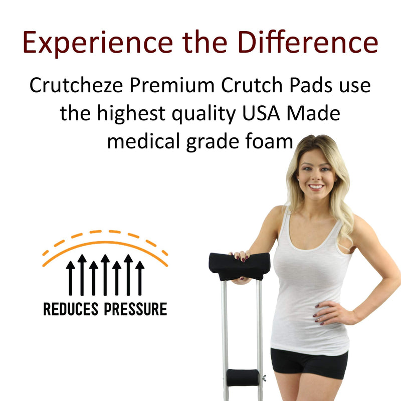 [Australia] - Crutcheze Premium USA Made Crutch Pad and Hand Grip Covers | Comfortable Underarm Padding Washable Breathable Moisture Wicking Odor Reducing- Accessories for Adult & Youth Crutches (Black) Black 