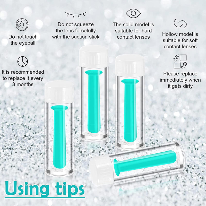 [Australia] - Hshenjhu Set of 5 Contact Lens Removers, Contact Lens Sucker with Storage Case, Green Contact Lens Removal with Tweezers, Contact Lens Remover, for Hard and Soft Contact Lenses Home Travel 