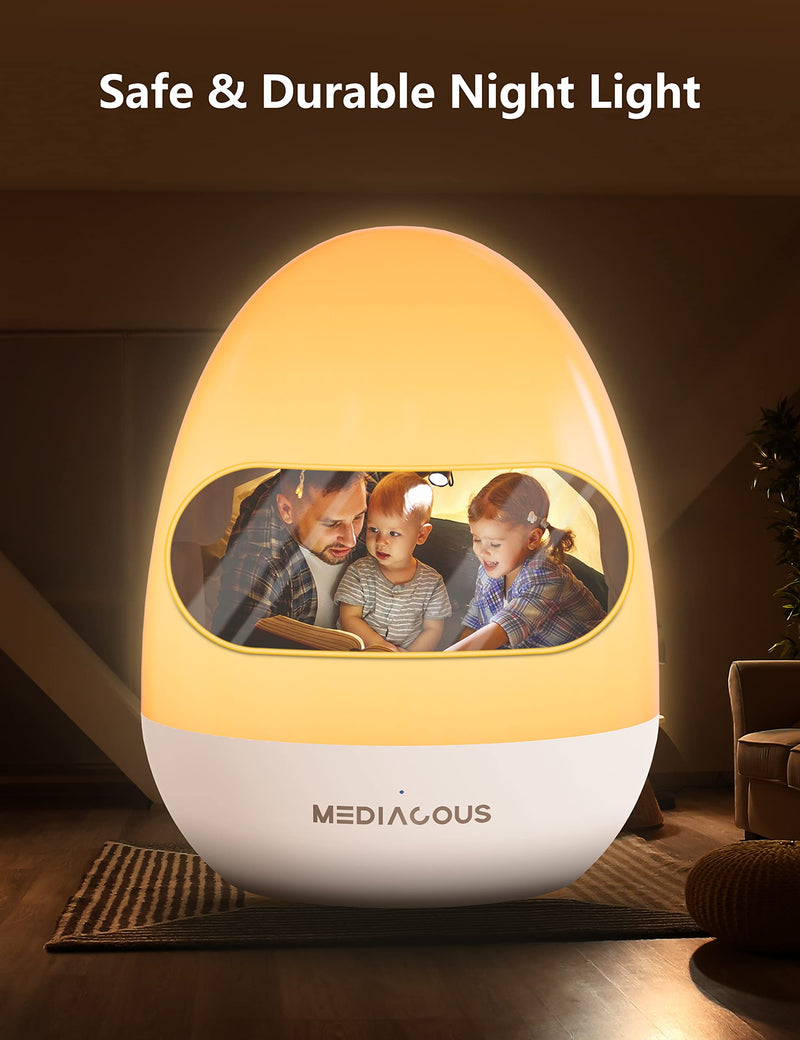 [Australia] - MediAcous Night Lights for Kids Room, Baby Night Light with Stable Charging Pad, Dimmable Kids Night Light with 1H Timer & Touch Control, ABS+PC LED Egg Lamps for Breastfeeding, Up to 200H 