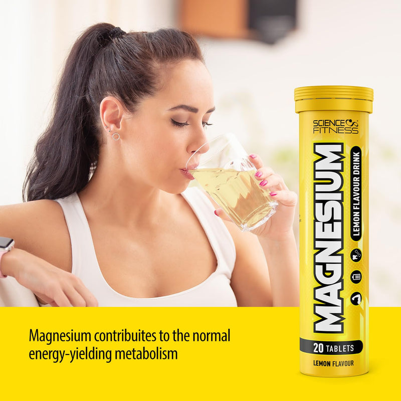 Magnesium Lemon Flavour Effervescent Tablets -120 Tablets for Normal Muscle Functions, Suitable for Vegans and Vegetarians, Magnesium 375 mg per Serving 6